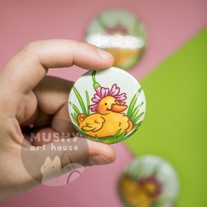 Flower Duck Pin Button