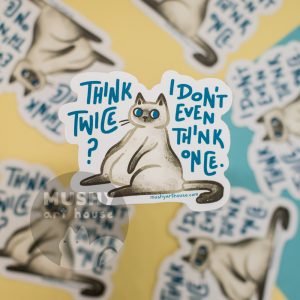 Think Twice Cat Sticker