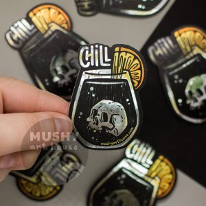 Skull Cocktail Silver Sticker