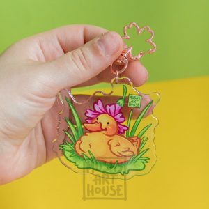 Alternative view of Flower Duckie Acrylic Keychain
