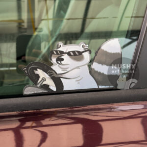 Cool Raccoon Driver Car Peeker Sticker