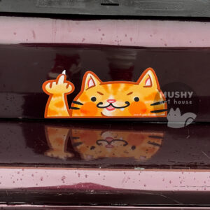 Orange Cat Car Peeker Sticker