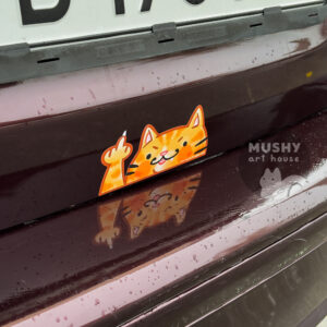 Alternative view of Orange Cat Car Peeker Sticker