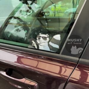 Alternative view of Cool Raccoon Driver Car Peeker Sticker