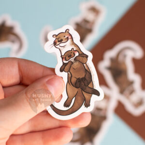 Alternative view of Mama Otter Sticker