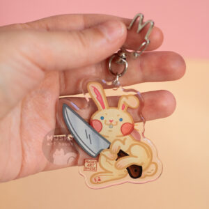 Alternative view of Knife Bunny Acrylic Keychain