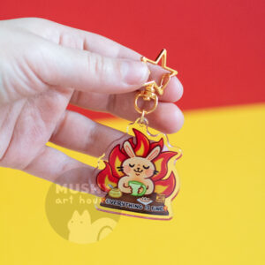 Alternative view of Everything is Fine Bunny Acrylic Keychain