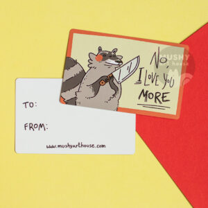 Alternative view of Knife Raccoon Pocket Valentine Metal Card