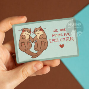 Otters Pocket Valentine Metal Card