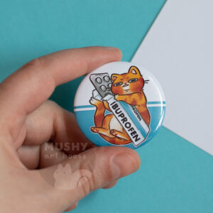 Ibuprofen Cat Pin Button