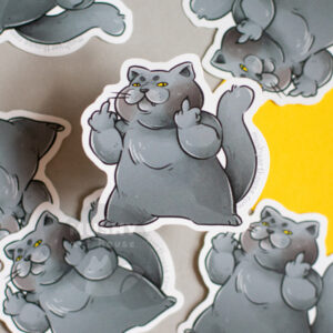 Middle Finger Cat Sticker