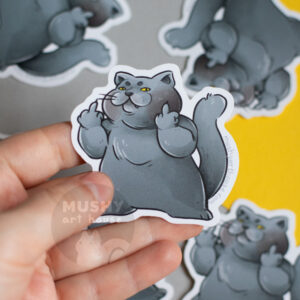 Alternative view of Middle Finger Cat Sticker