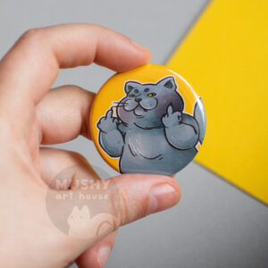 Middle Finger Cat Pin Button