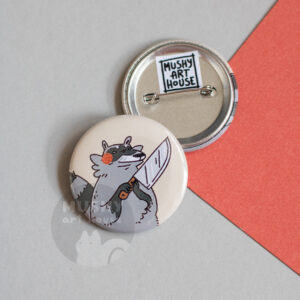 Alternative view of Knife Raccoon Pin Button