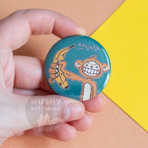 Banana Monkey Pin Button