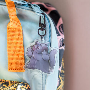 Alternative view of Middle Finger Cat Acrylic Keychain