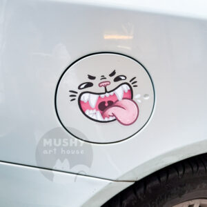 Hungry Face Fuel Door Car Sticker