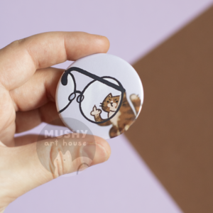 Glasses And Cat Pin Button