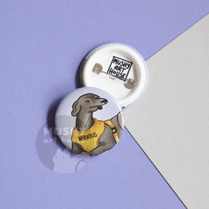 Alternative view of Nervous Dog Pin Button