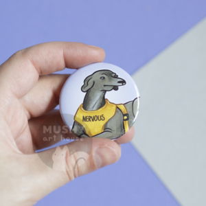 Nervous Dog Pin Button