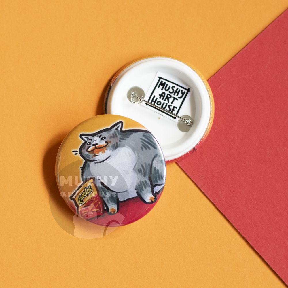 Cheeto Cat Pin Button - Image 2