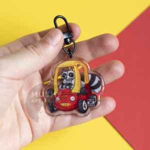 Raccoon Car Acrylic Keychain
