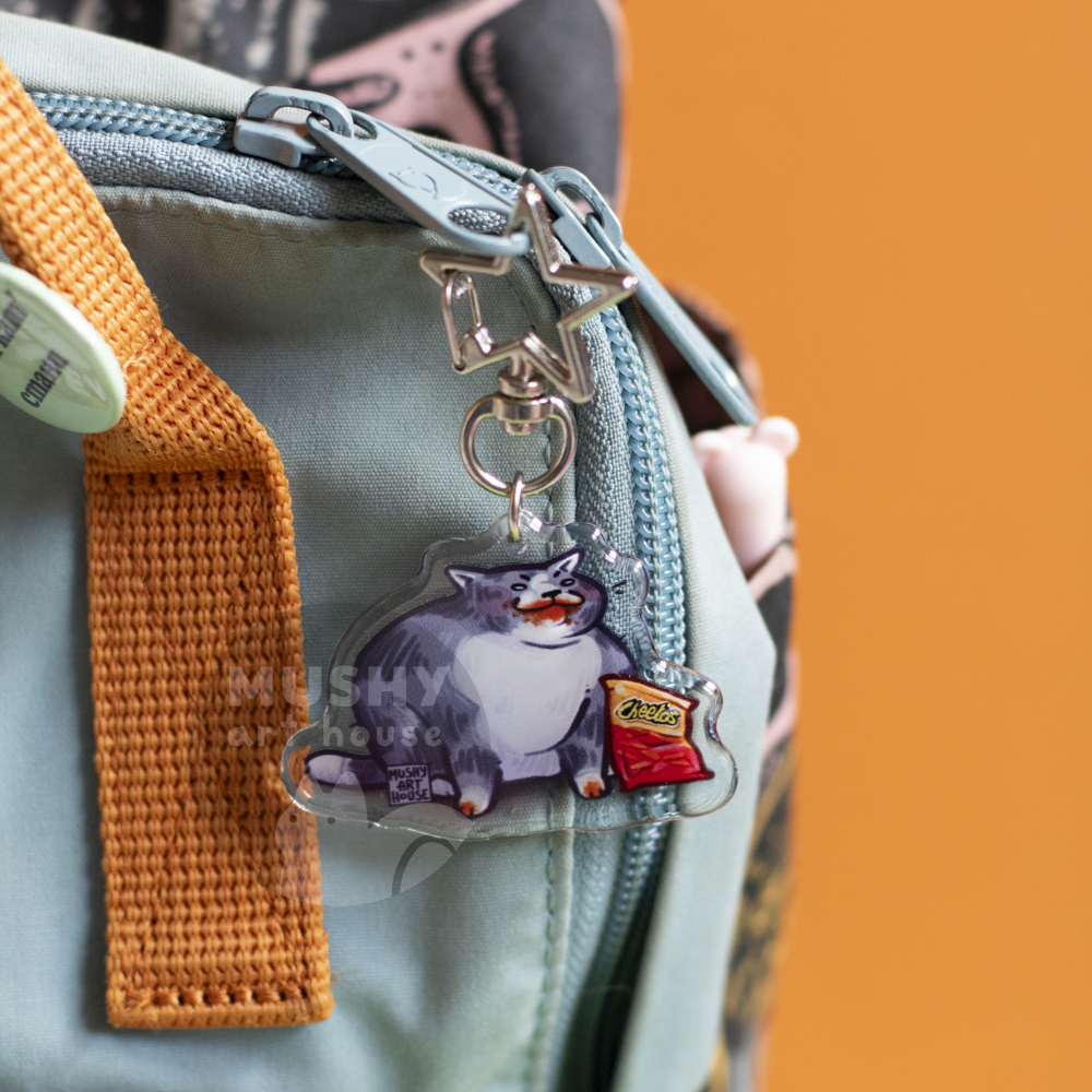 Cheeto Cat Acrylic Keychain - Image 2
