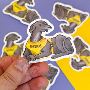 Alternative view of Nervous Dog Sticker